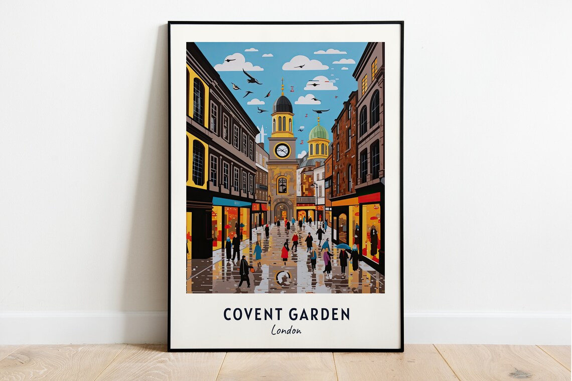 Covent Garden London Busy Market Street Scene Square Travel Poster
