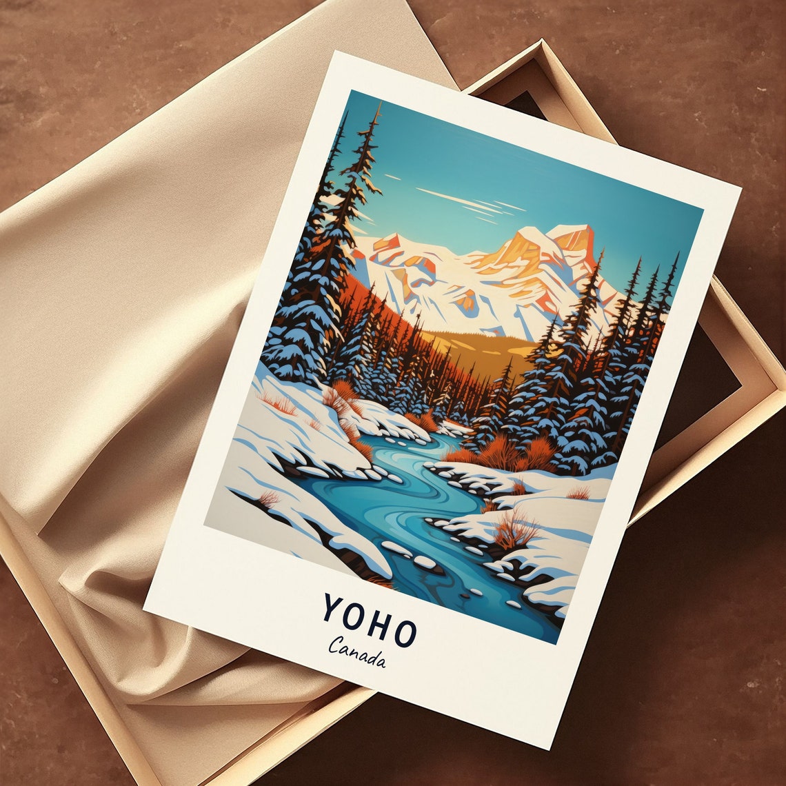 Yoho Canada Snowy Rocky Mountain River Valley Pine Forest Poster - Image 3