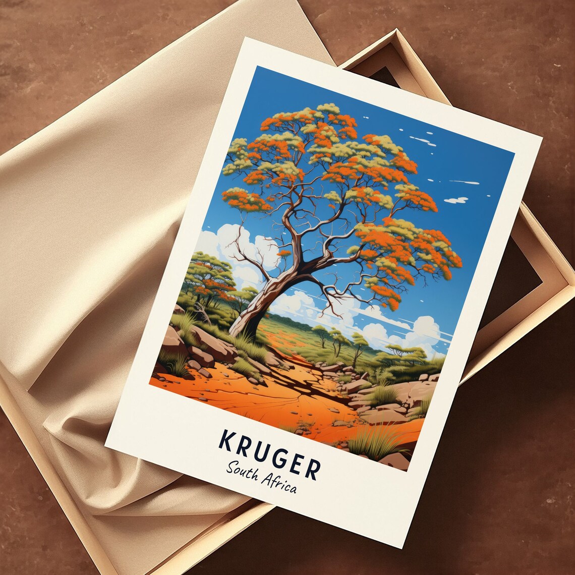 Kruger South Africa Sunset Baobab Tree Red Earth Savannah Poster - Image 3