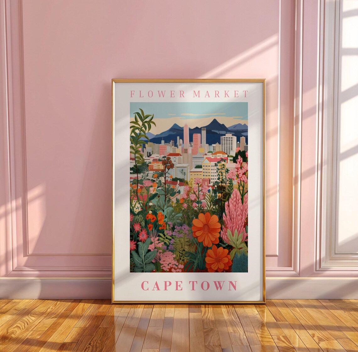 Cape Town Flower Market Poster Wall Decor South Africa Floral Illustration Botanical Gallery Wall Art Gift For Friend Travel Poster - Image 3