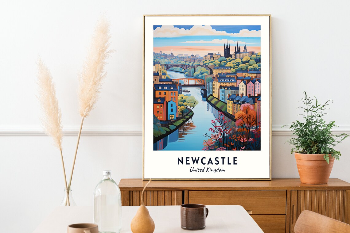Newcastle Travel Poster, United Kingdom City Print - Image 2