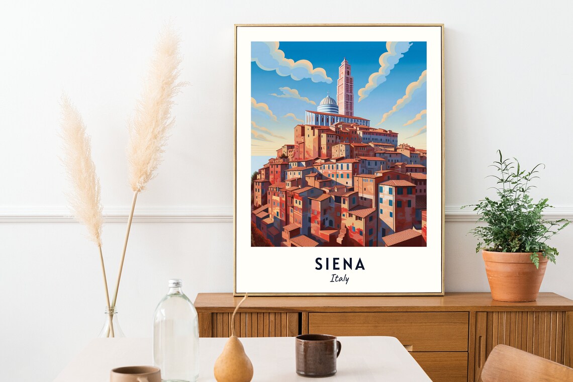 Siena Italy Hilltop Cathedral Terracotta Roofs Travel Poster - Image 2