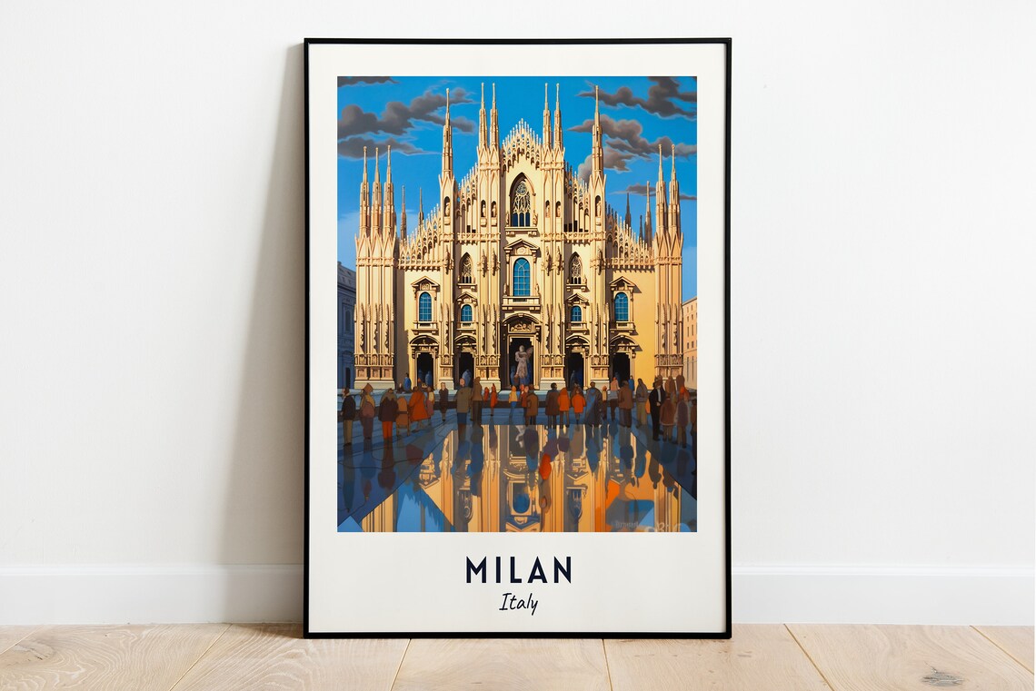 Milan Italy Travel Poster, City Wall Art
