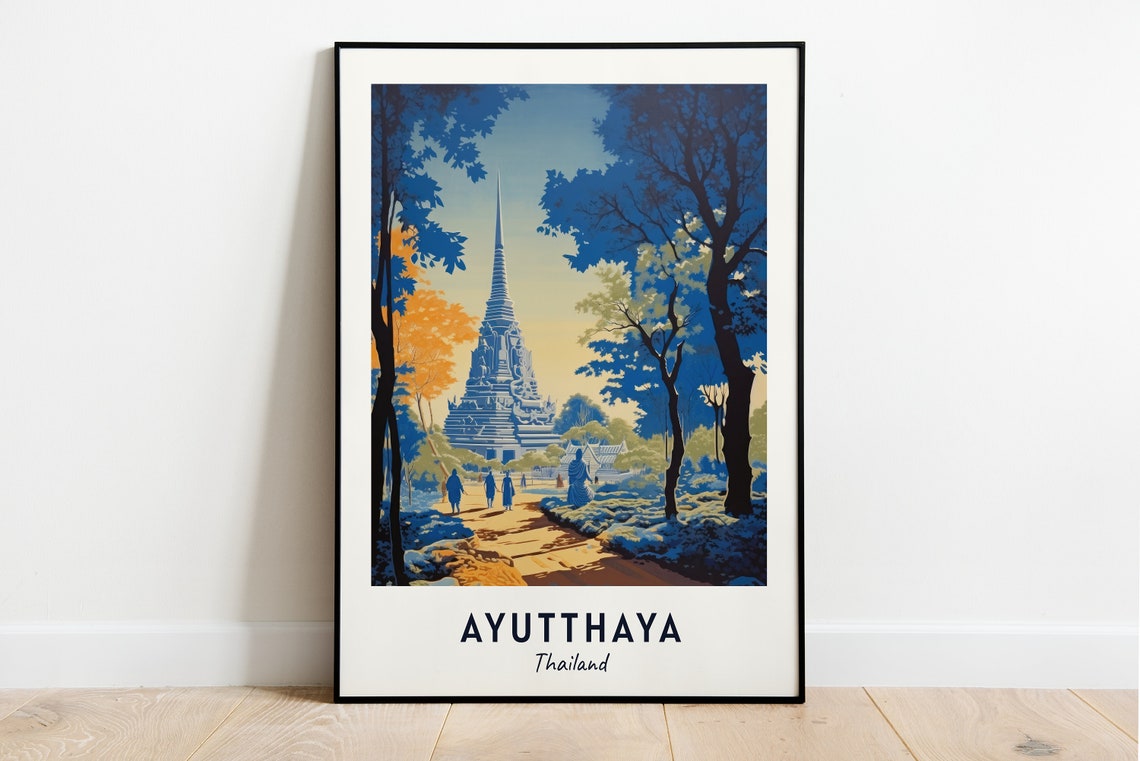 Ancient Temple Prang Among Tall Trees Ayutthaya Thailand Poster
