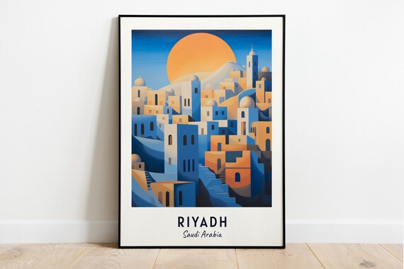 Riyadh Golden Sun White Cityscape Saudi Arabia Travel Poster
