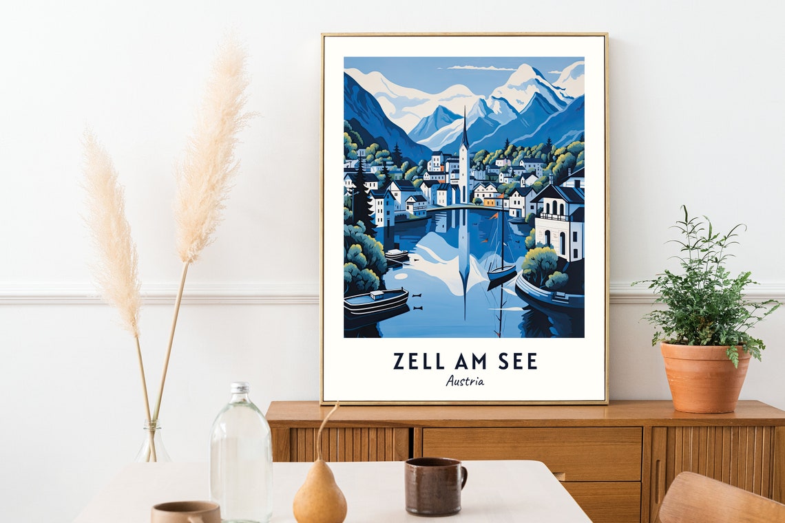 Lake Zell Travel Print Wall Art Zell Am See Austria City Print Lake Zell Travel Gift Lake Zell Poster Travel Gift - Image 2