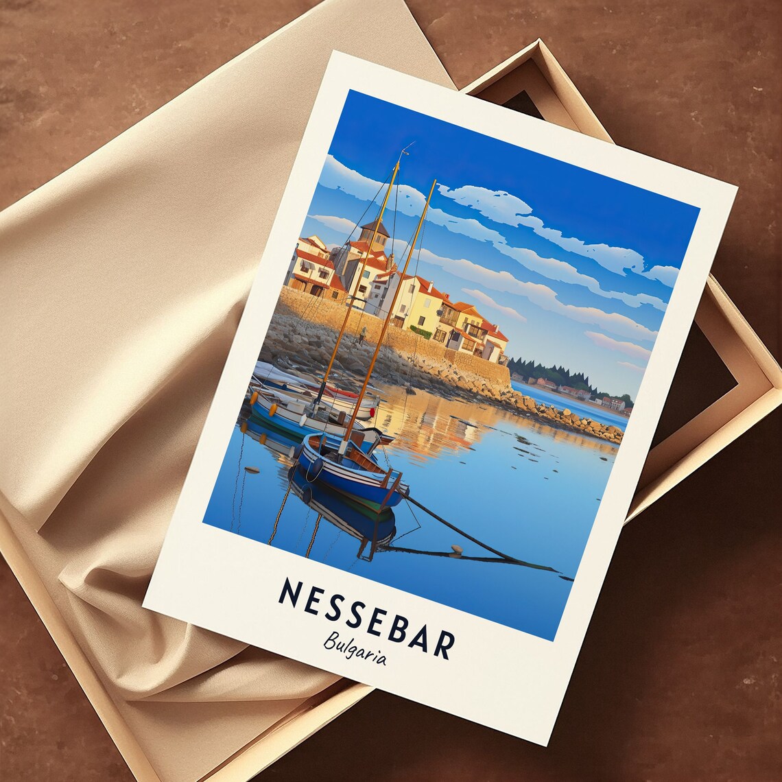 Nessebar Bulgaria Harbor Sailboats Old Town Coastal Travel Poster - Image 3