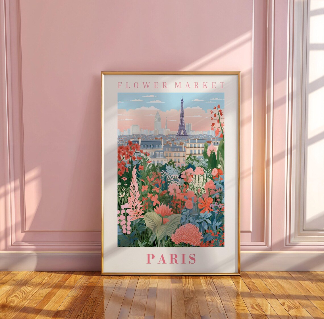 Paris Flower Market Travel Poster, Floral Illustration - Image 2