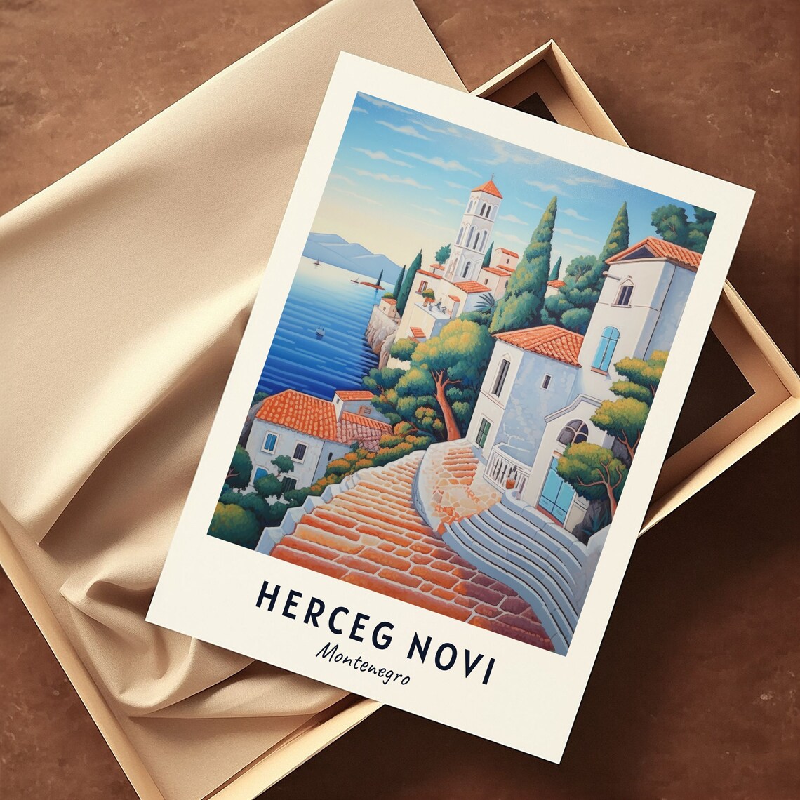 Herceg Novi Old Town Travel Poster, Montenegro City - Image 3