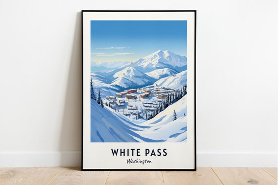 White Pass Travel Print White Pass Ski Poster Washington Ski Poster White Pass Ski Resort Print