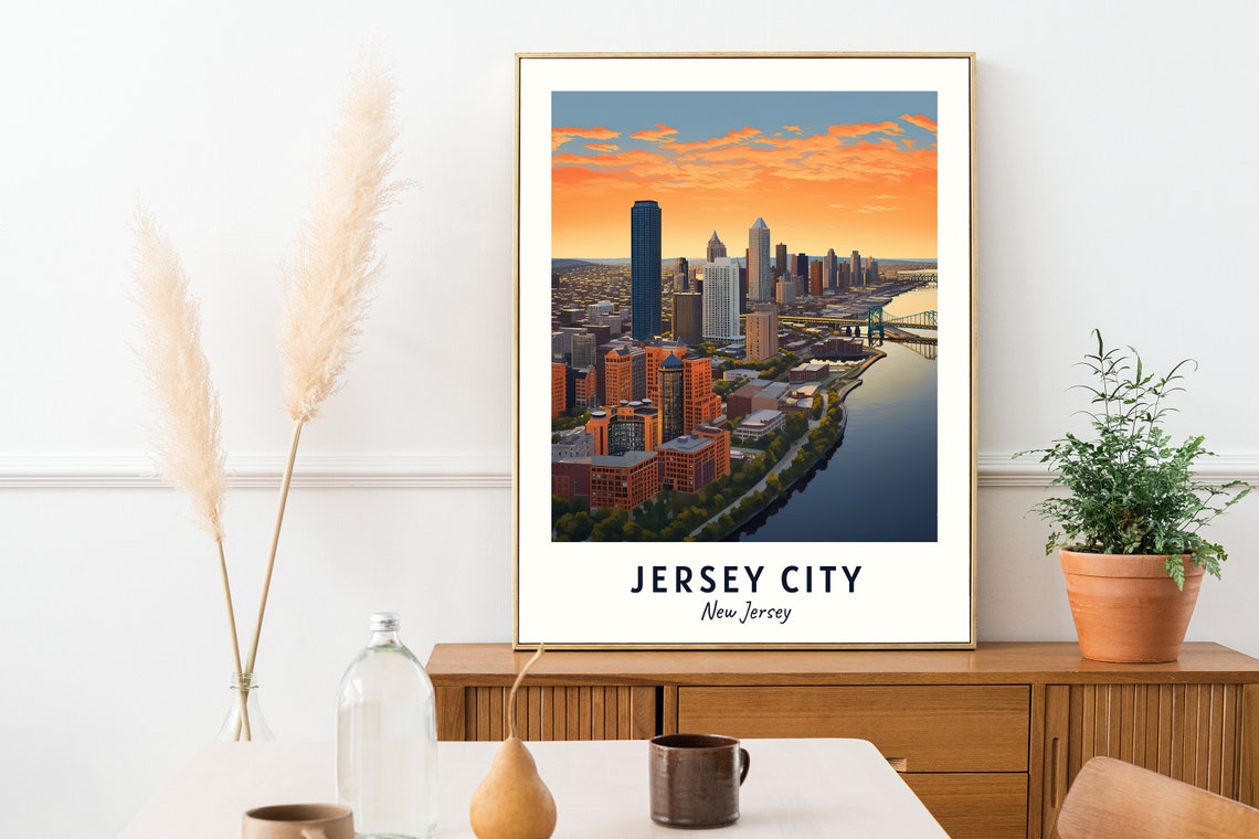 Jersey City City Print Jersey City Travel Poster New Jersey Travel Gift Jersey City New Jersey Poster Jersey City Gift - Image 2