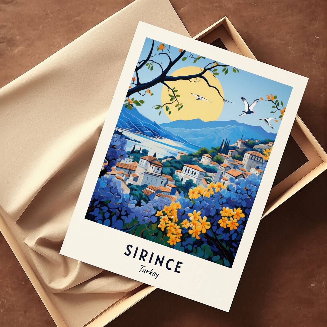 Sirince Turkey Hillside Village Flowers Minimalist Travel Poster - Image 3