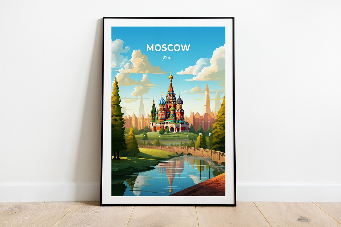 Moscow City Print Moscow Travel Poster Russia Travel Gift Moscow Russia Poster Moscow Gift - Image 3