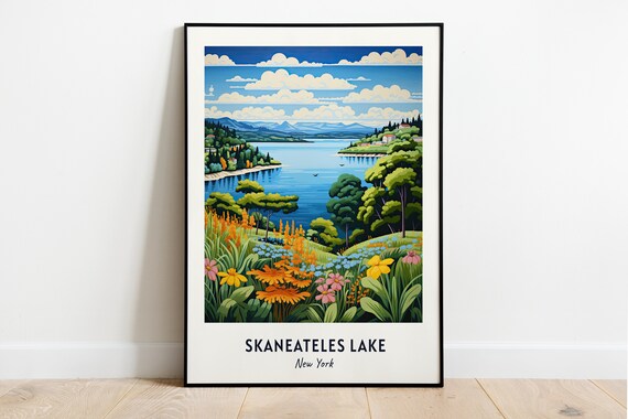 Skaneateles Lake New York Wildflower Meadow Lakeside Scene Poster