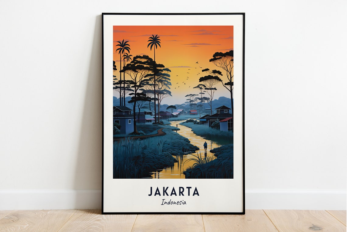 Jakarta Travel Print Wall Art Jakarta Indonesia City Print Jakarta Travel Gift Jakarta City Poster Travel Gift