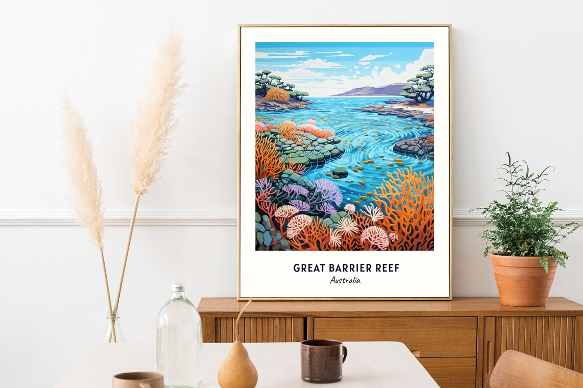 Great Barrier Reef Australia Coral Gardens Ocean Travel Poster - Image 2