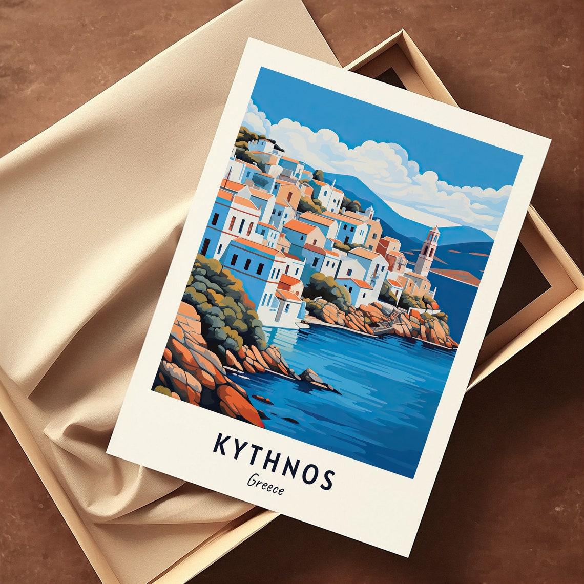 Kythnos Greece Whitewashed Island Village Rocky Coast Travel Poster - Image 3