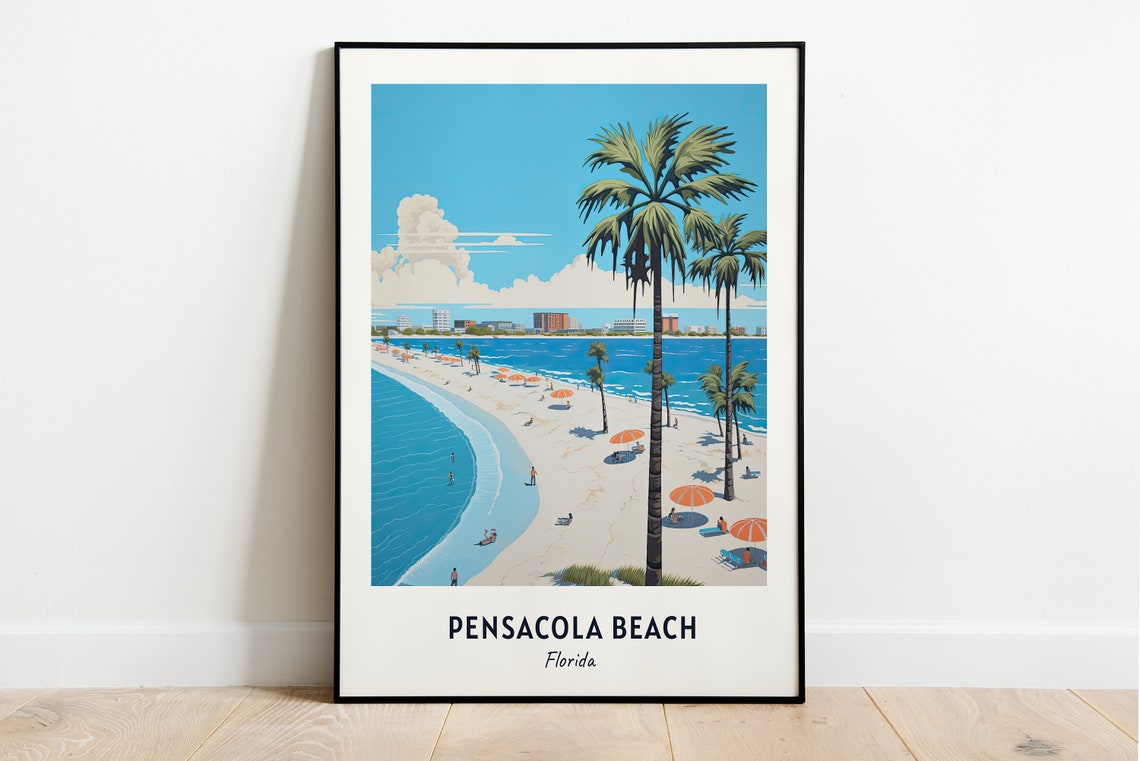Pensacola Beach Travel Print Wall Art Pensacola Beach Florida City Print Pensacola Beach Travel Gift Pensacola Beach City Poster