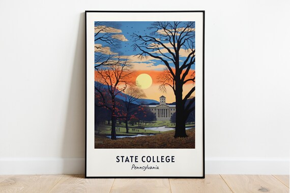 State College Pennsylvania Campus Sunset Autumn Trees Poster