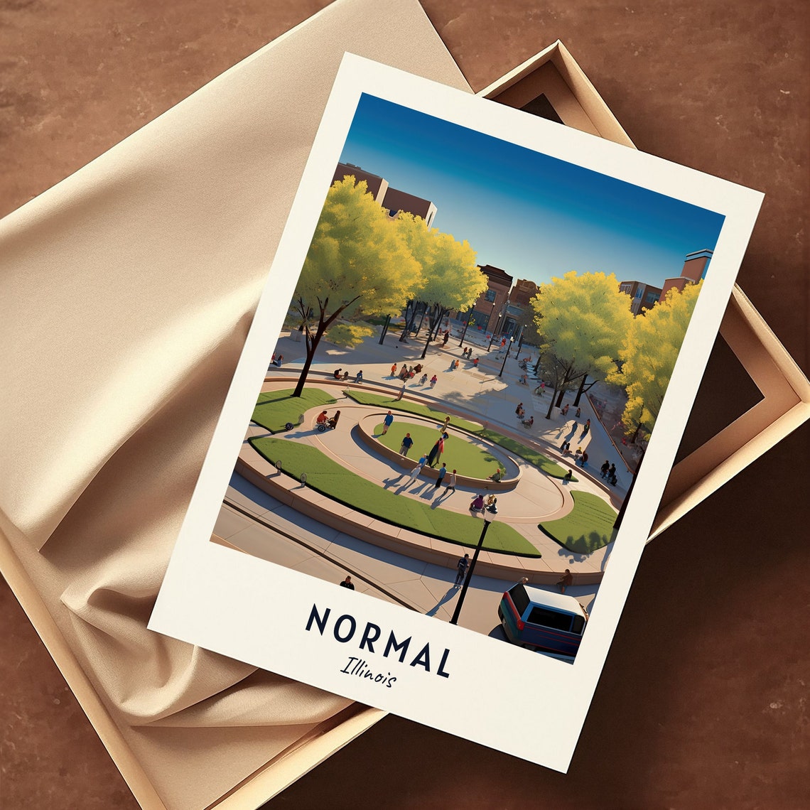 Normal Illinois Circular Plaza Park Green Space Downtown Travel Poster - Image 3