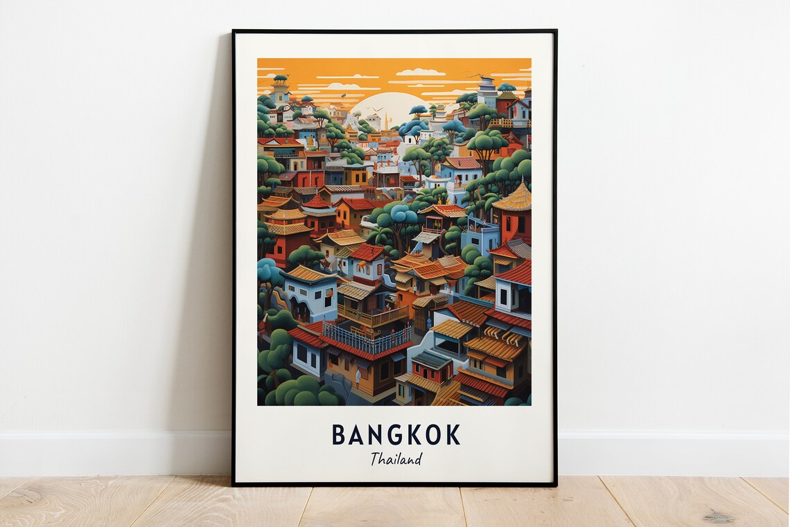 Bangkok Travel Print, Bangkok Thailand Travel Poster