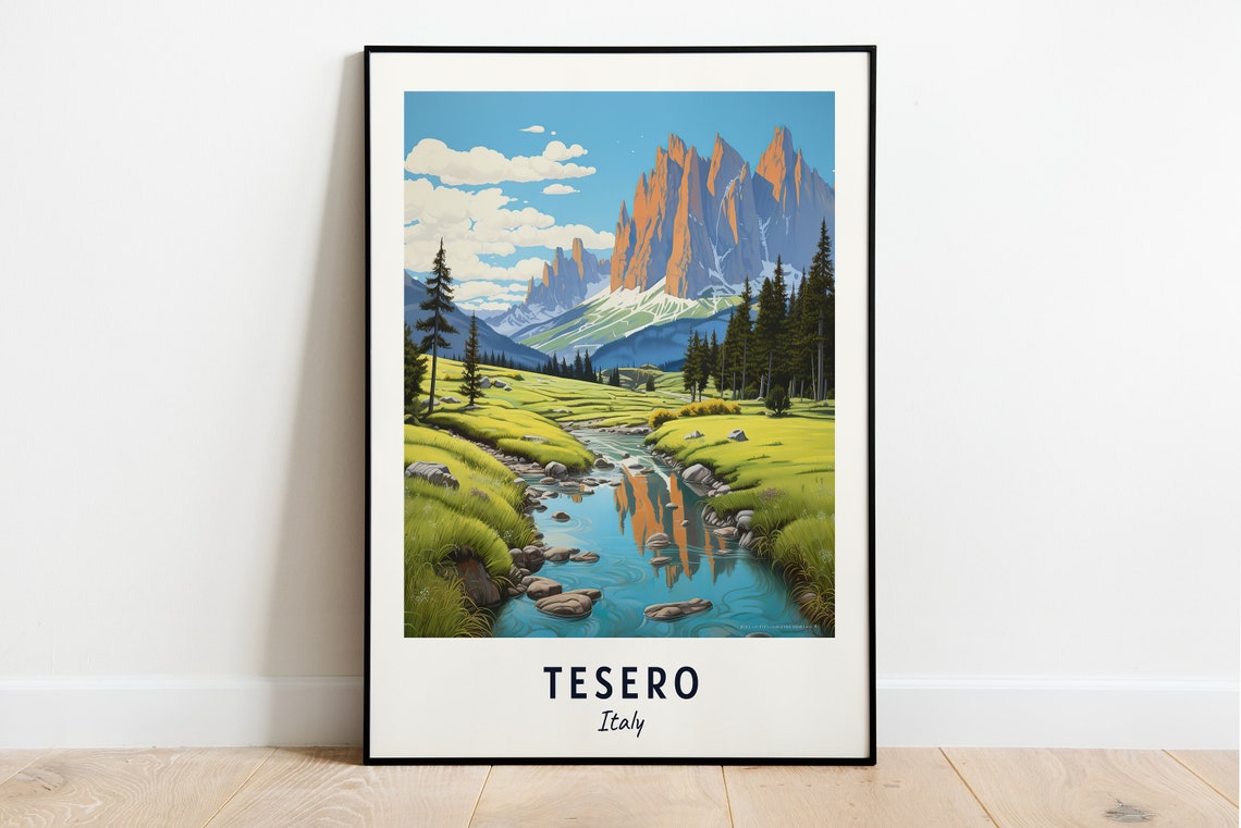 Tesero Travel Print Wall Art Tesero Italy City Print Tesero Travel Gift Tesero City Poster Travel Gift Wedding Gift