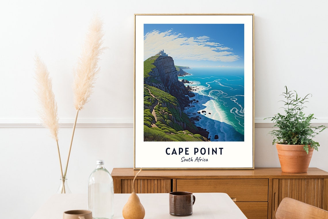 Cape Point South Africa Cliff Lighthouse Ocean Coastal Travel Poster - Image 2