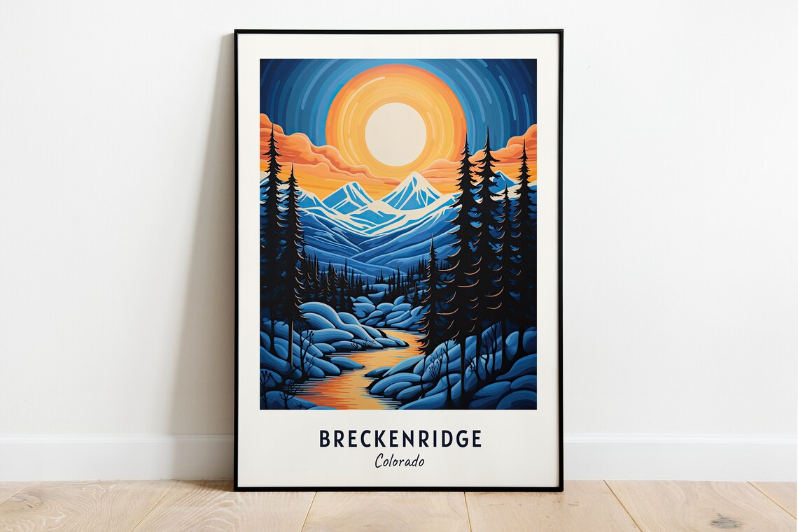 Breckenridge Colorado Mountain Sunset Over Snowy Peaks Poster