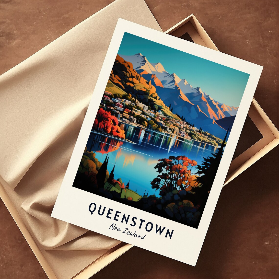 Queenstown New Zealand Travel Poster, City View - Image 3