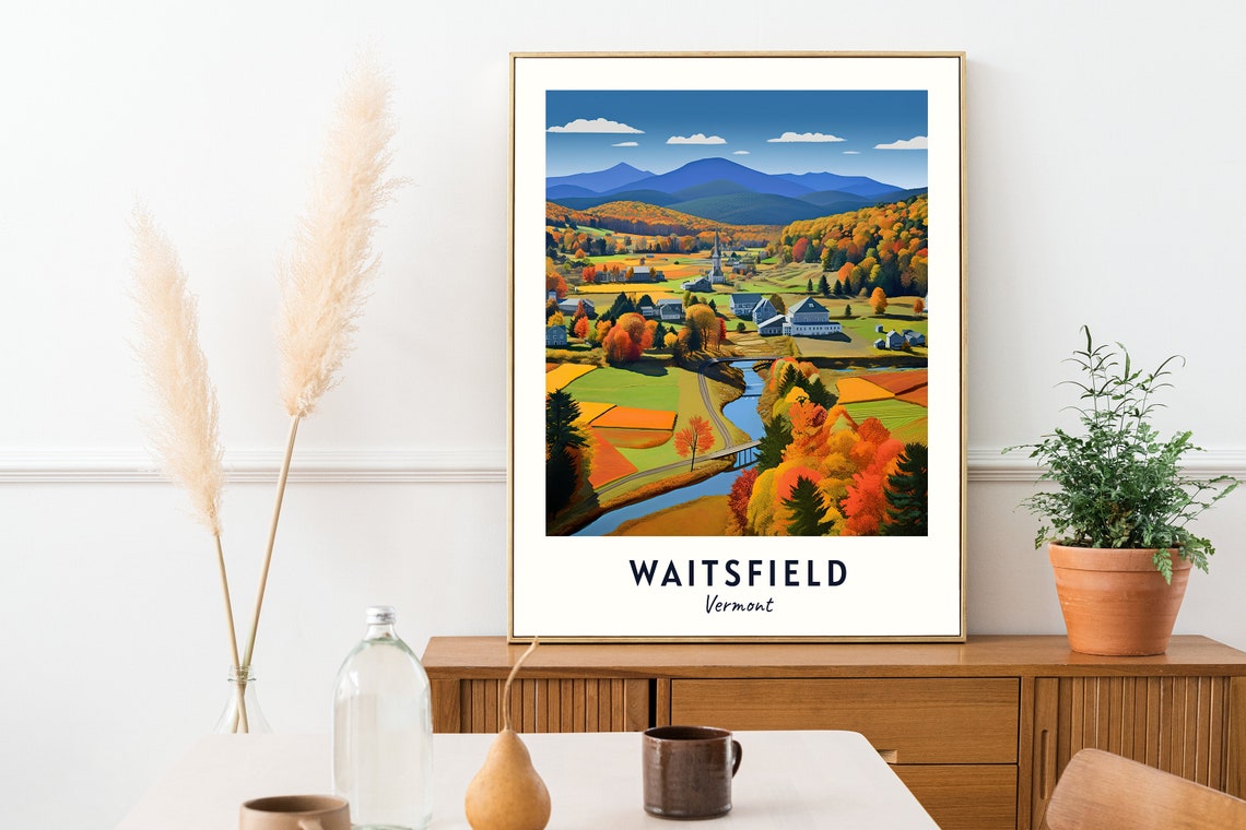 Waitsfield Travel Print Wall Art Waitsfield Vermont City Print Waitsfield Travel Gift Waitsfield City Poster - Image 2