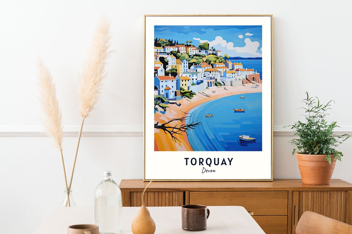Torquay Devon Harbor Town Boats Seaside Bay Riviera Travel Poster - Image 2