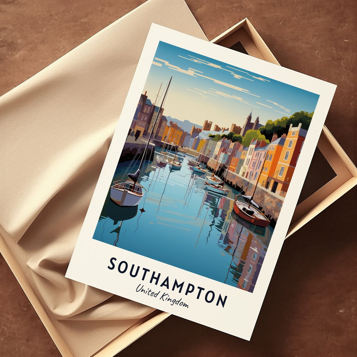 Southampton United Kingdom Marina Full of Sailboats Travel Poster - Image 3