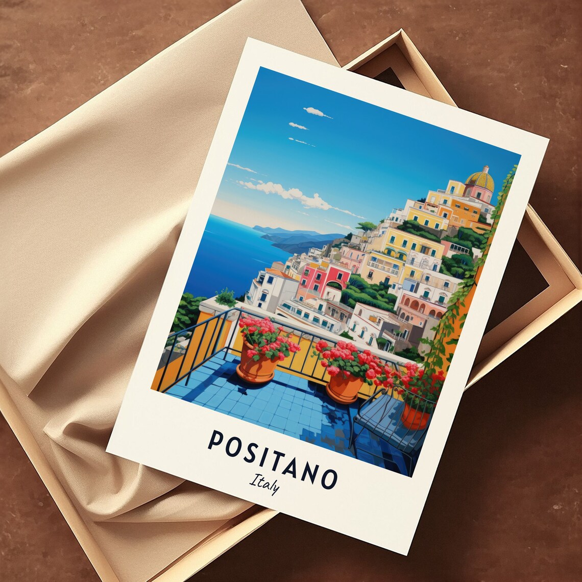 Positano Italy Travel Poster, City Wall Art - Image 3