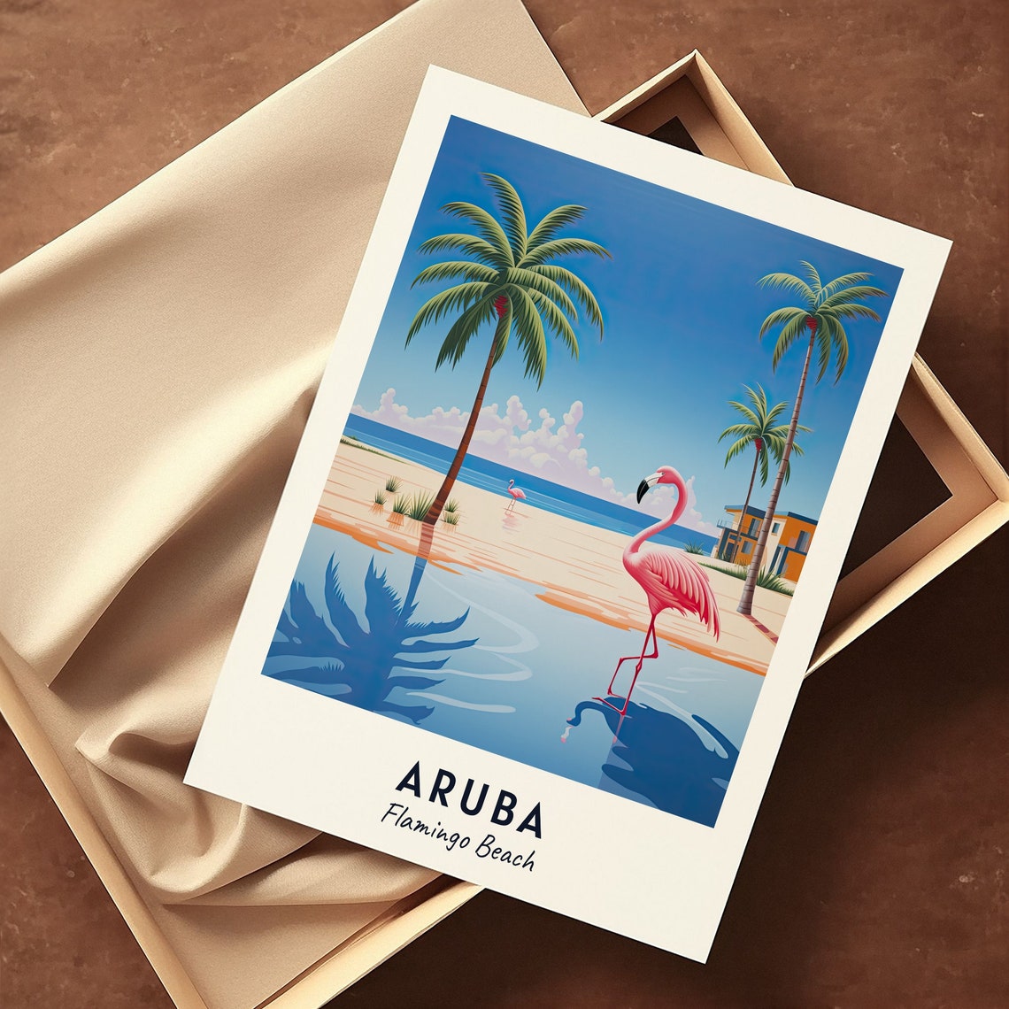 Aruba Flamingo Beach Travel Print Wall Art Aruba Flamingo Beach City Print Aruba Flamingo Beach Travel Gift Aruba - Image 3