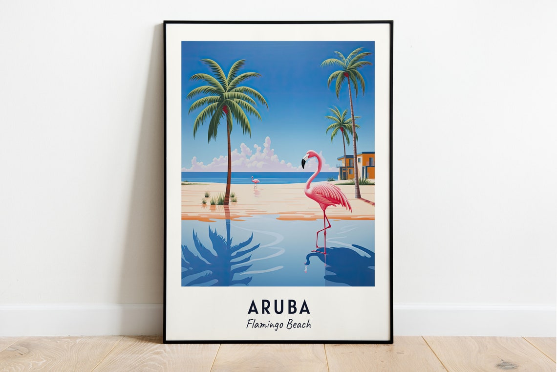 Aruba Flamingo Beach Travel Print Wall Art Aruba Flamingo Beach City Print Aruba Flamingo Beach Travel Gift Aruba