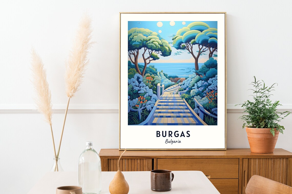 Burgas Sea Garden Travel Poster, Burgas Bulgaria - Image 2