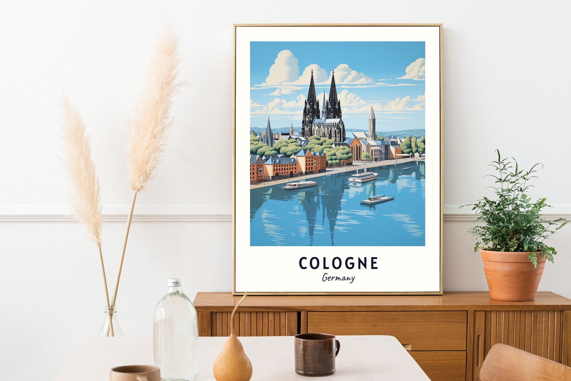 Cologne Germany Cathedral Riverfront Twin Spires Travel Poster - Image 2