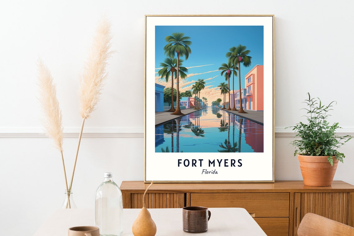 Fort Myers Travel Print Wall Art Fort Myers Florida City Print Fort Myers Travel Gift Fort Myers City Poster - Image 2