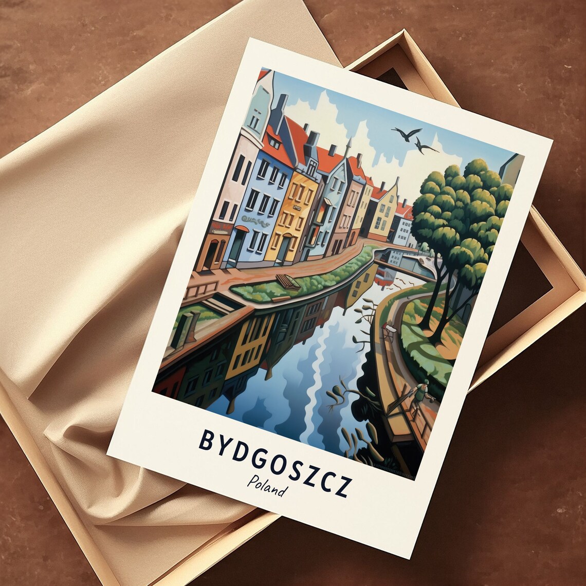 Bydgoszcz Poland Riverside Houses Canal Daytime Travel Poster - Image 3