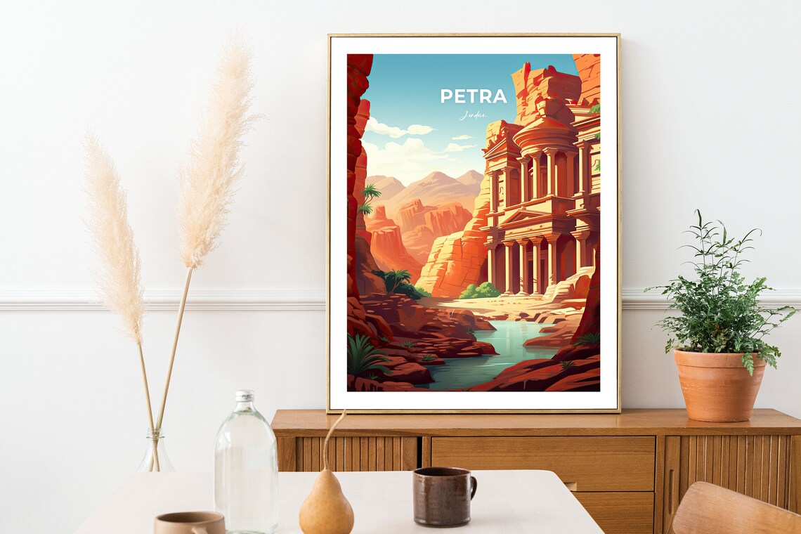 Petra Jordan Treasury Canyon Ancient Rose Red City Wonder Poster - Image 2