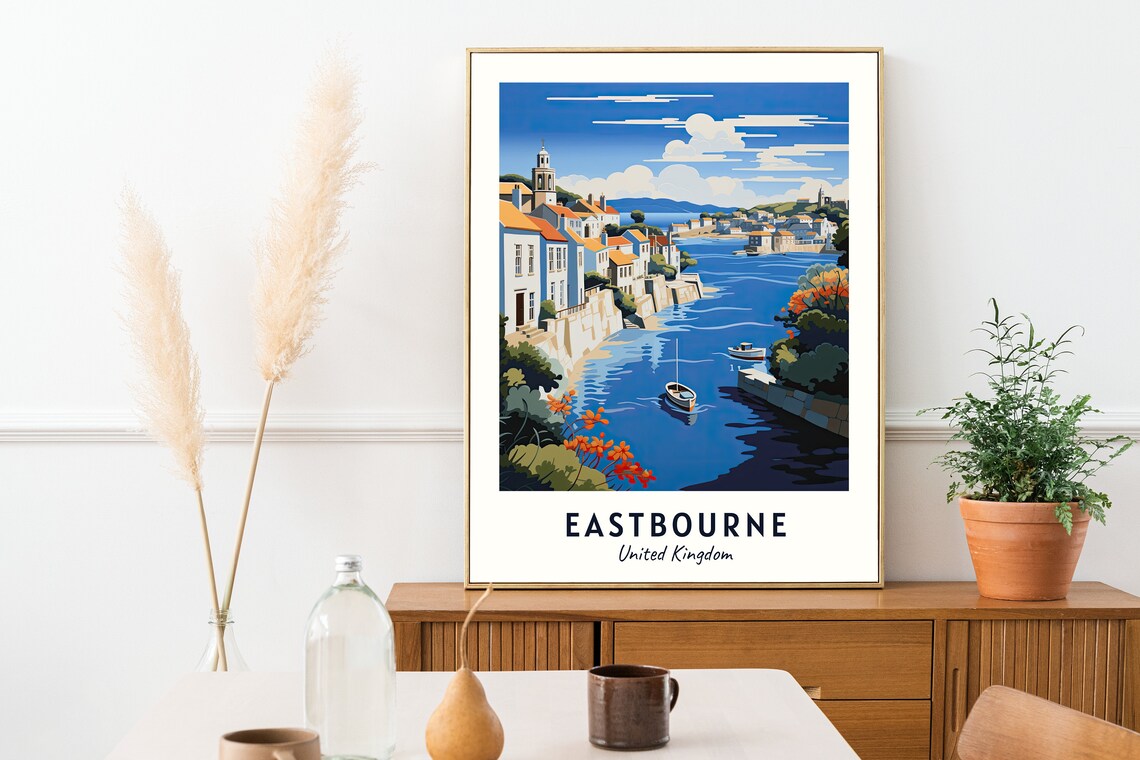 Eastbourne United Kingdom Harbour Town Boats Church Coast Poster - Image 2