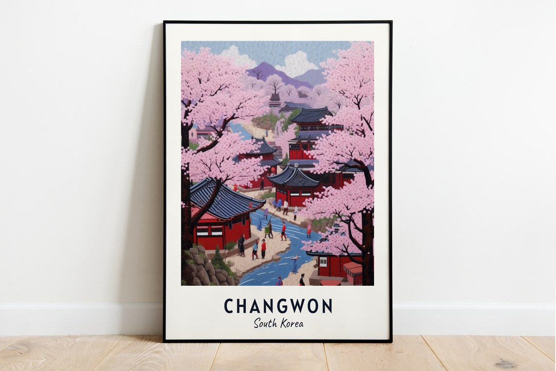 Jinhae Cherry Blossom Festival Travel Print Wall Art Changwon South Korea City Print Jinhae Cherry Blossom Festival Travel Gift