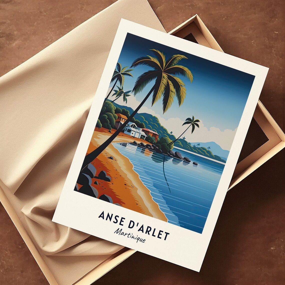 Anse d'Arlet Martinique Caribbean Tropical Beach Palm Tree Travel Poster - Image 3