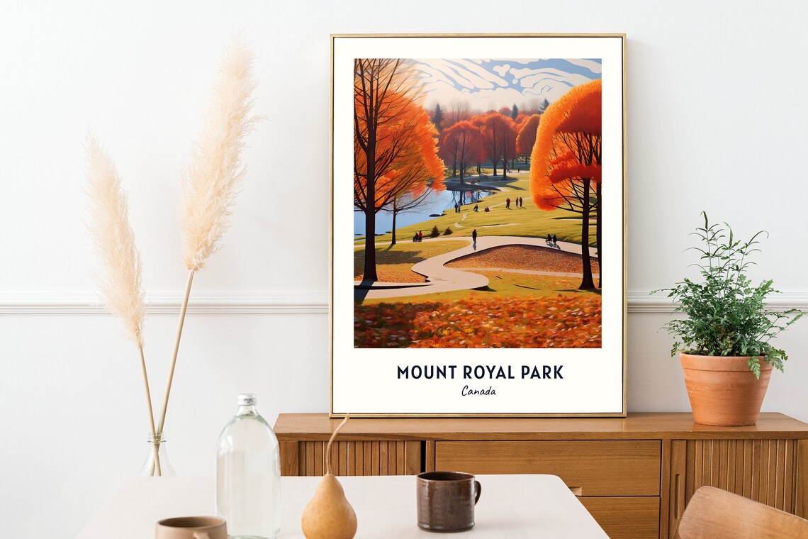 Mount Royal Park Canada Autumn Lake Scenery Vintage Travel Poster - Image 2