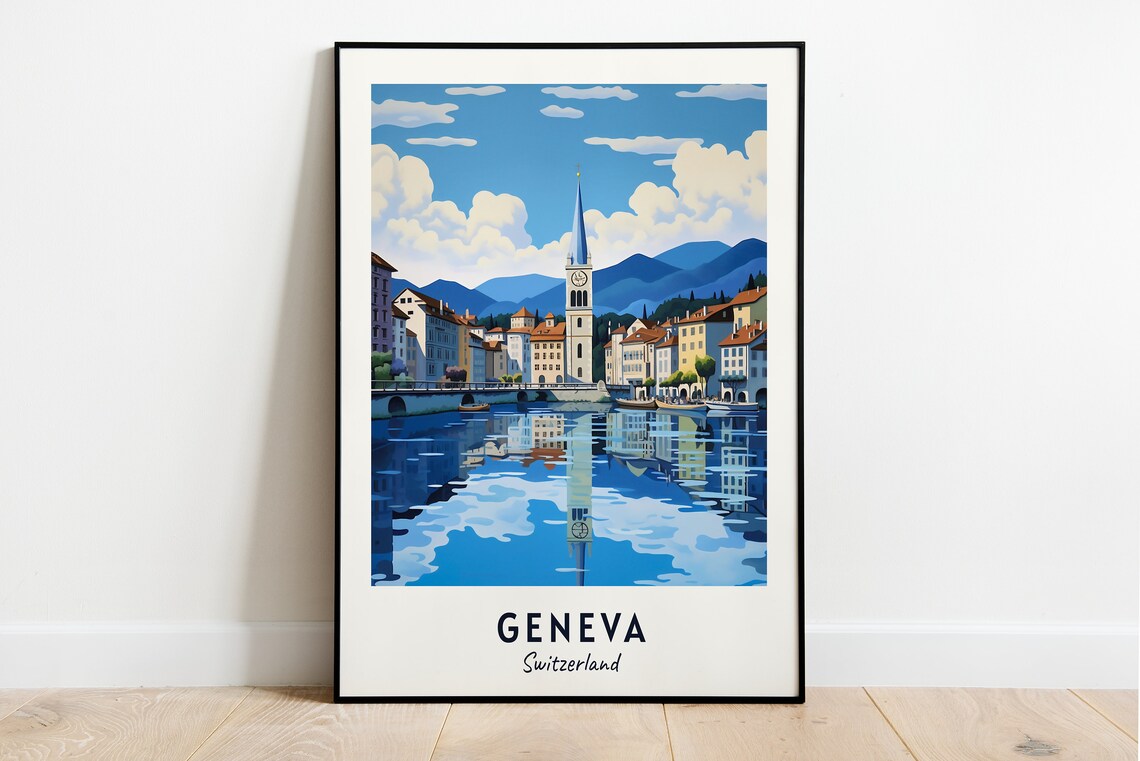 Geneva Travel Poster, Switzerland City Print
