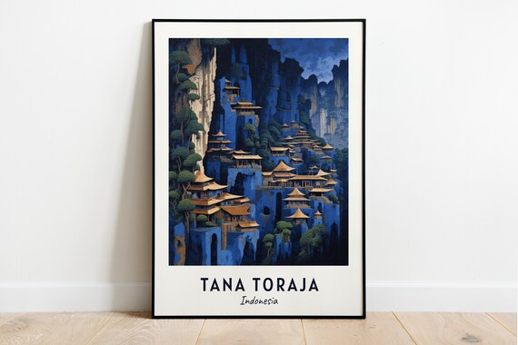 Tana Toraja Cliffside Village Traditional Houses Indonesia Travel Poster