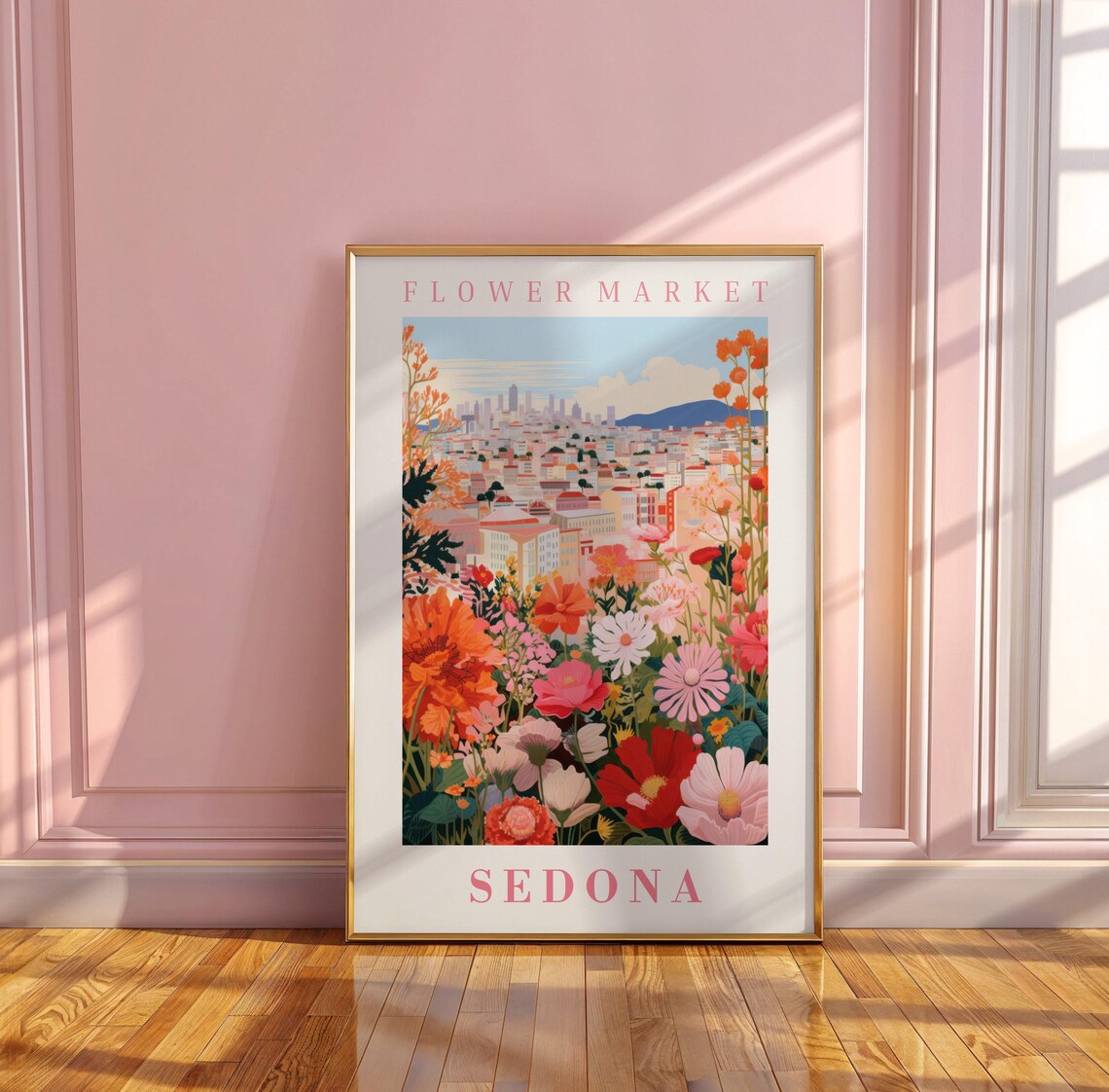 Sedona Flower Market Travel Poster, Floral Illustration - Image 3