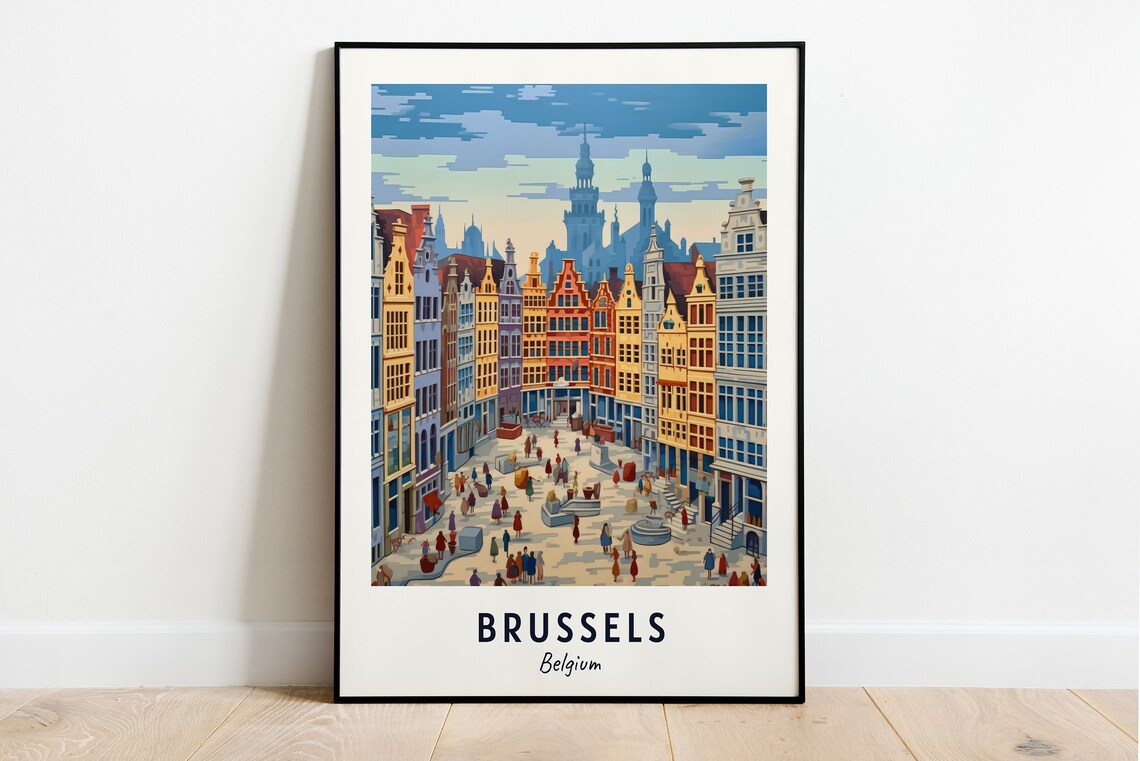 Brussels Belgium Travel Poster, City Travel Gift