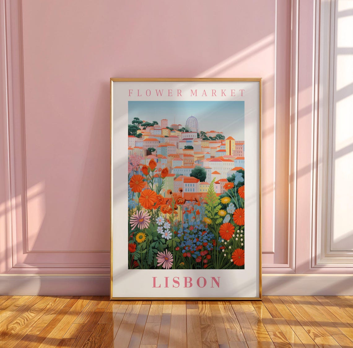 Lisbon Flower Market Poster with Alfama Hillside Daisy Garden - Image 3