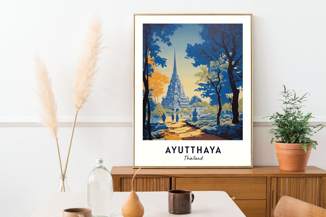Ancient Temple Prang Among Tall Trees Ayutthaya Thailand Poster - Image 2